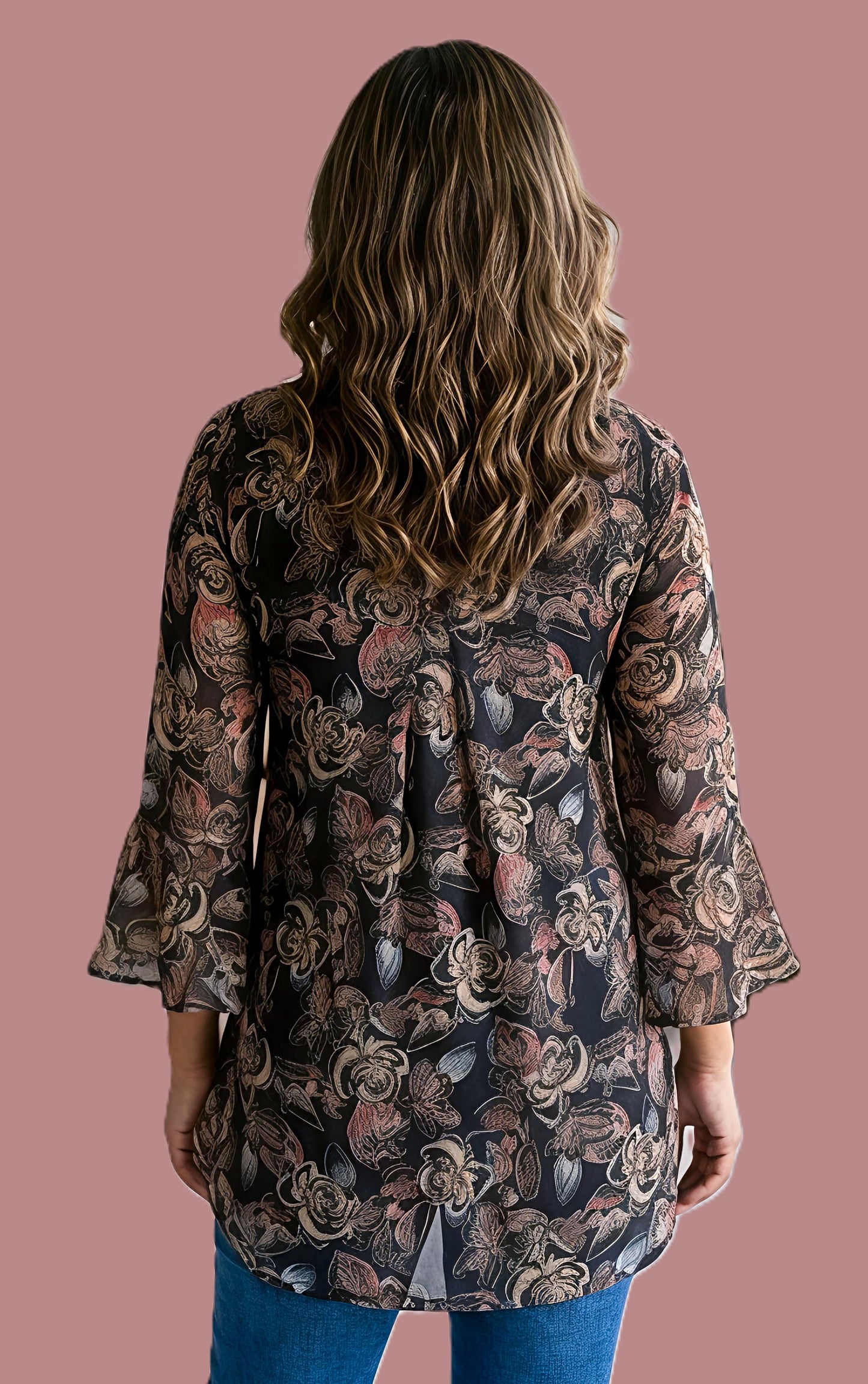 Sumistyles Women’s Black Floral Printed Tunic Top