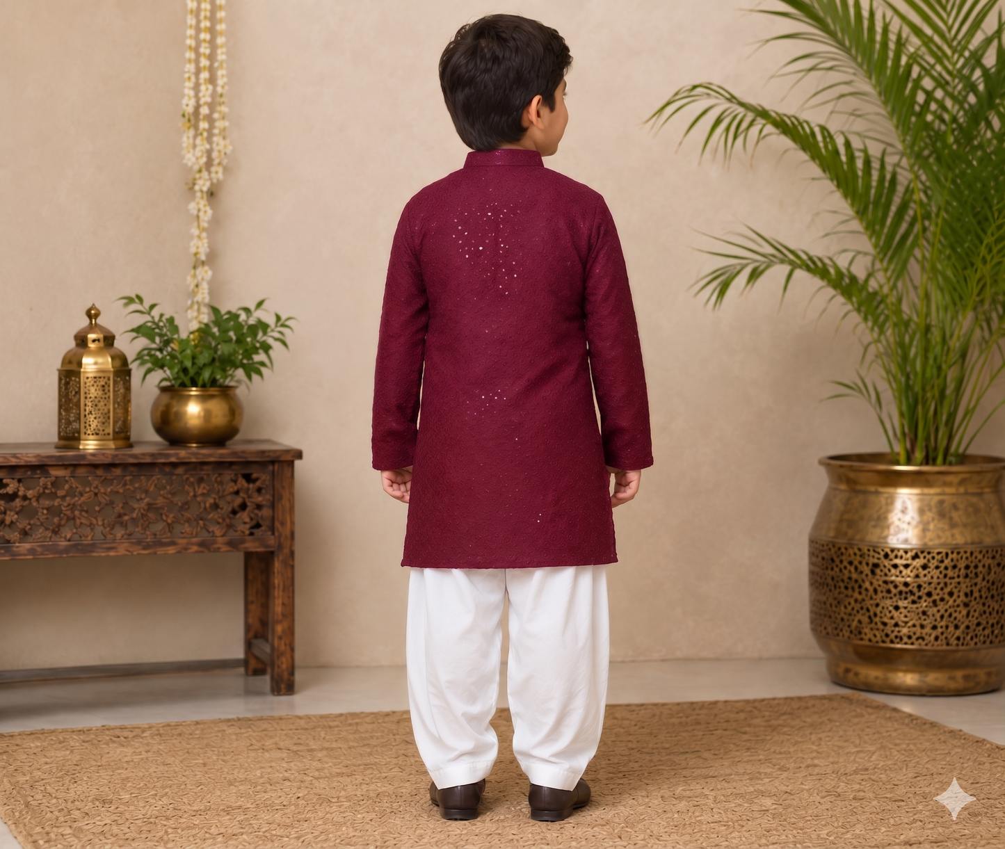 Boys Maroon Embroidered Kurta Pajama Set | Ethnic Wear for Boys | Festive & Wedding Traditional Outfit