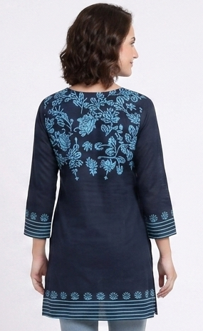 Women’s Navy Blue Printed Straight Kurti | Elegant Floral Ethnic Kurta for Women | Casual, Office & Daily Wear Kurti