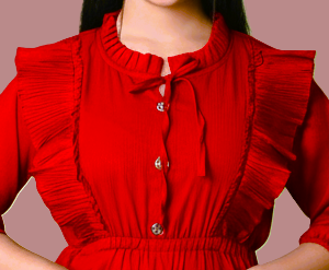 Sumistyles Girls Red Top with Ruffle Design & Tie-Up Neck | Stylish 3/4th Sleeve Casual/Party Wear Top | Crepe fabric