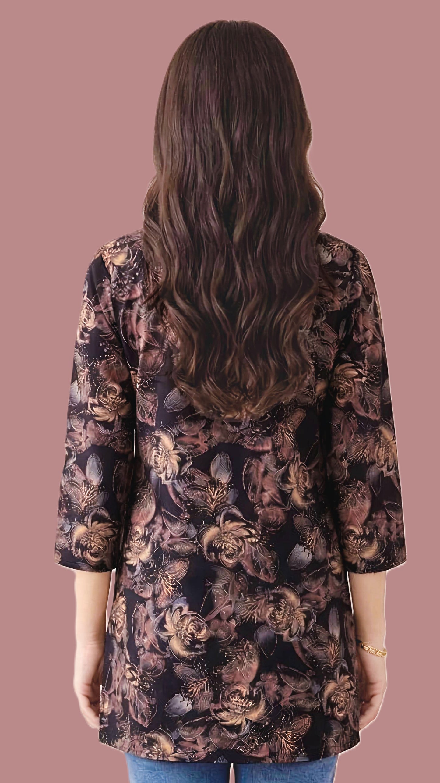 Sumistyles Women’s Black Floral Printed Tunic Top